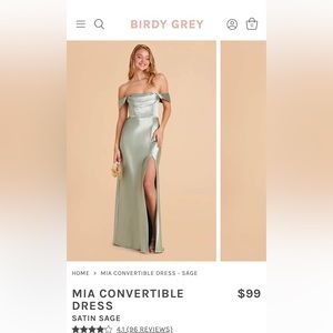 Birdy Grey Mia Convertible Dress - Satin Sage, Small